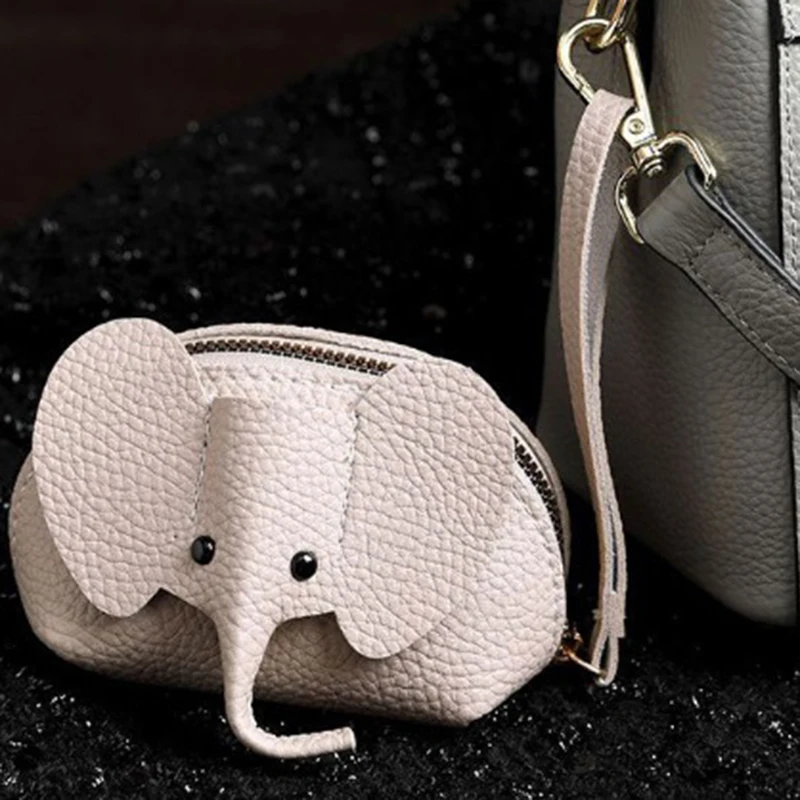 PU Leather Elephant Money Bag Women Coin Purse With Key Ring Multifunctional Zipper Storage Bags Key Case