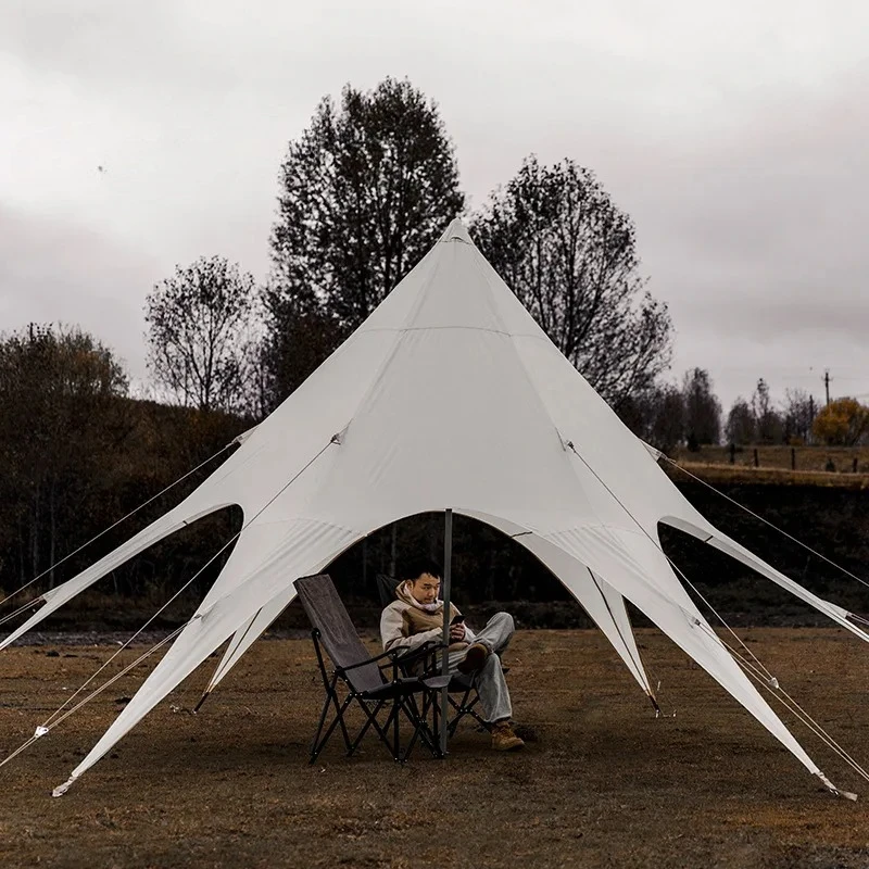 

Палатка-шатер для глэмпинга из оксфорда, всесезонная, 6х6м, 10х10м, портативная, для пляжа, с опорами, для кемпинга, защита от дождя и солнца, многофункциональная