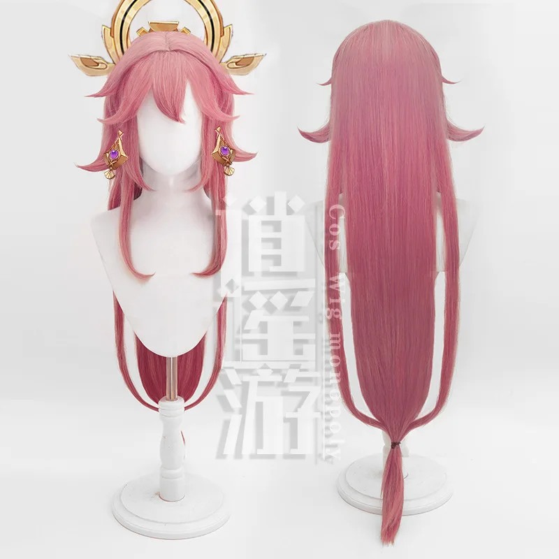 

Genshin Impact Yae Miko Cosplay Wig Women 85cm Long Pink Wig Cosplay Anime Cosplay Wigs Heat Resistant Synthetic Wigs Halloween