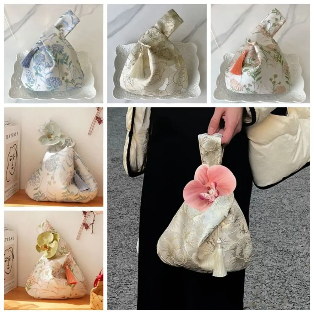 

Bag Flower Pendant Lunch Bag Temperament New Chinese Style Handbag Cheongsam Accessories Tassel Knot Wrist Bag Small Item Pouch