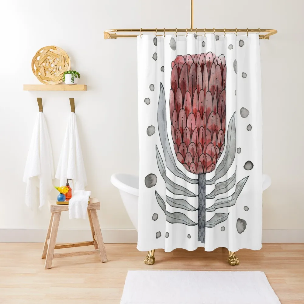 

Ink Protea Shower Curtain Bathroom Deco Cute Shower Shower Waterproof Waterproof Curtain