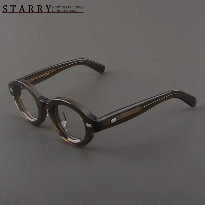 

Fashionable High-quality Acetate Women Retro Transparent Gray Green Thick Oval Myopia Glasses Frame Luxury Brand Men Eyeglass