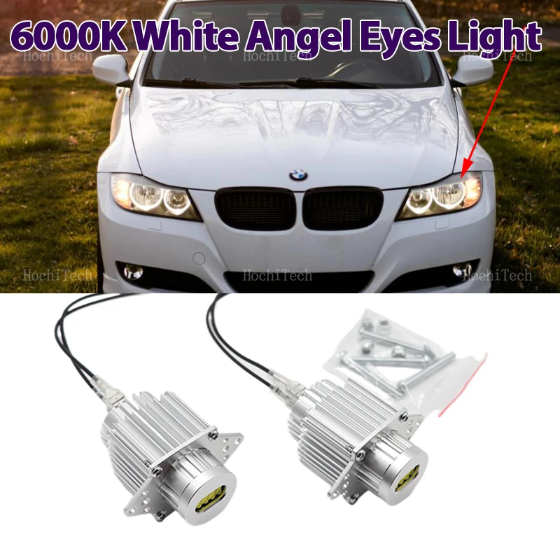 80W LED Angel Eyes  Ring Headlight Light Bulbs Fit For BMW 3 Series E90 E91 LCI facelift halogen Headlight 2009-2011