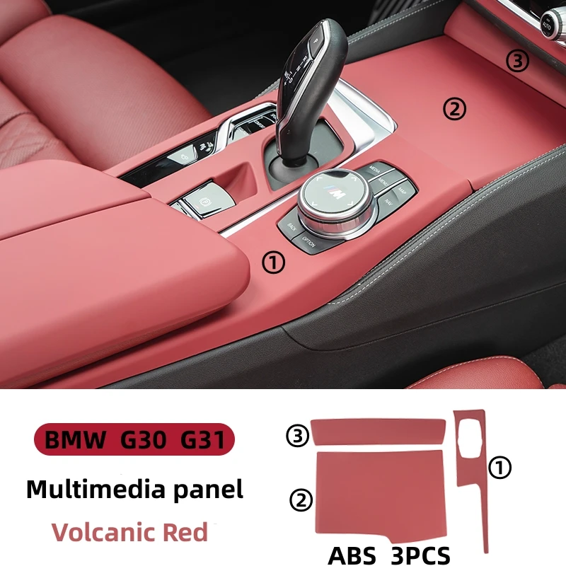 Car styling Volcanic red Interior modification for BMW 5 series G30 G31 gear lever control panel decorative sticker