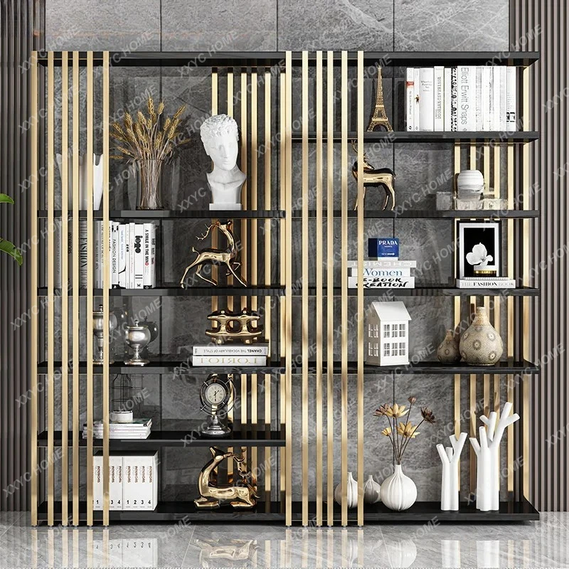 

Легкие роскошные книжные полки, книжные шкафы из нержавеющей стали, декоративные витринные полки, стеллажи от пола до потолка Bogu.