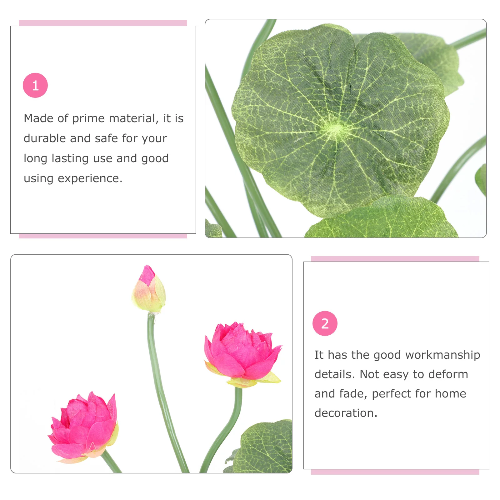 

2pcs Artificial Lotus Decor Fake Flower Adornment Simulation Summer Flower For Home Bedroom Living Room Decoration Prop