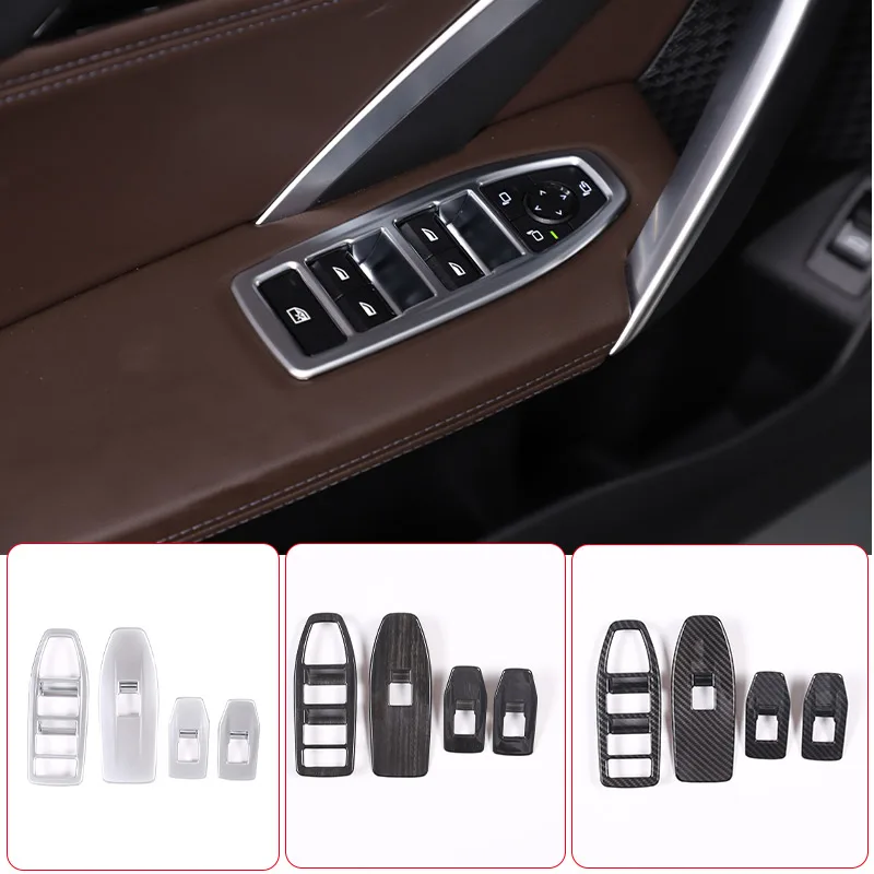 For BMW X1 IX1 U10 U11 2023-2024 ABS Chrome/Carbon fiber Car Window Lift Swtich Button Cover Trim Accessories