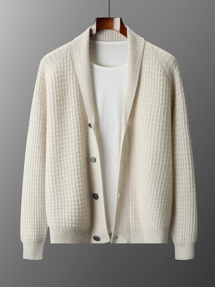 

TLOML осень-зима мужской 100% кашемировый вязаный свитер Qingguo кардиган с воротником умный повседневный кашемировый трикотаж мягкий утепленный топ