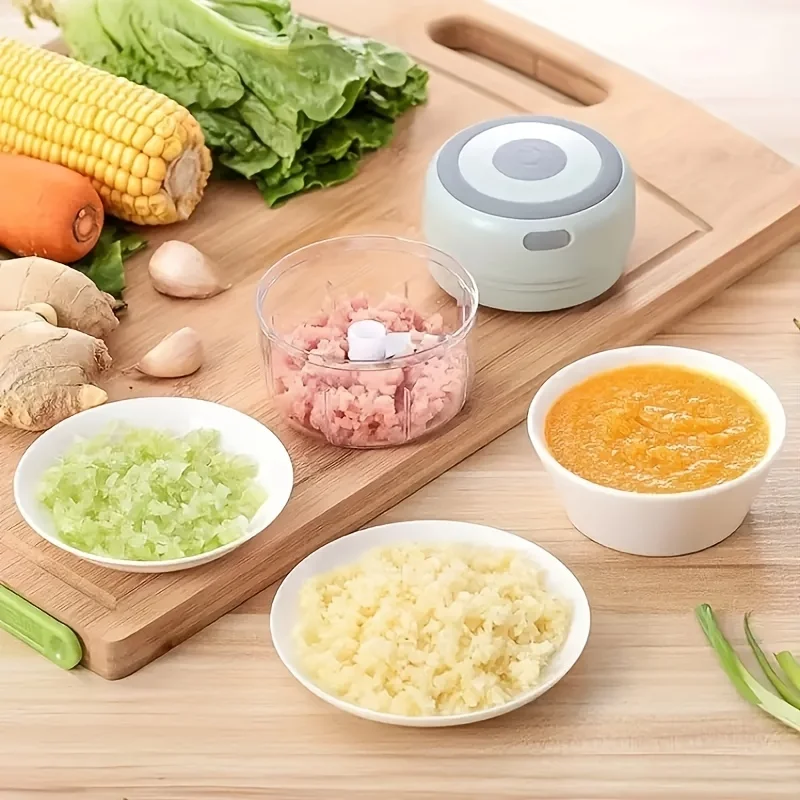 

Модернизированный беспроводной электрический измельчитель пищевых продуктов C002-зеленый — USB-измельчитель для чеснока и мясорубка 100/250 мл — быстрая кухонная подготовка!