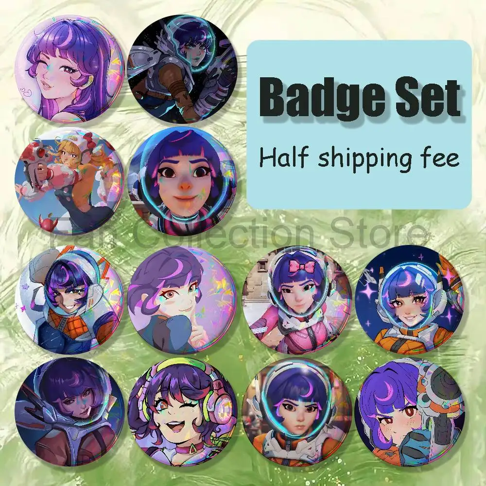 O-Overwatch Juno 4-piece set Pins Backpack Clothes Jewelry Accessories Cartoon Round Brooch Button Badge Fans Collection Gifts