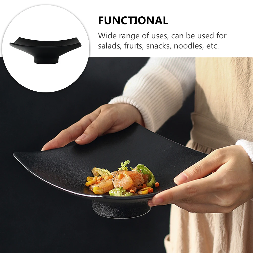 

Ceramic High Foot Square Food Plate Premium Dinner Plate for Salad Snack Fruit Serving Use Dinner Plates Ceramics Plates