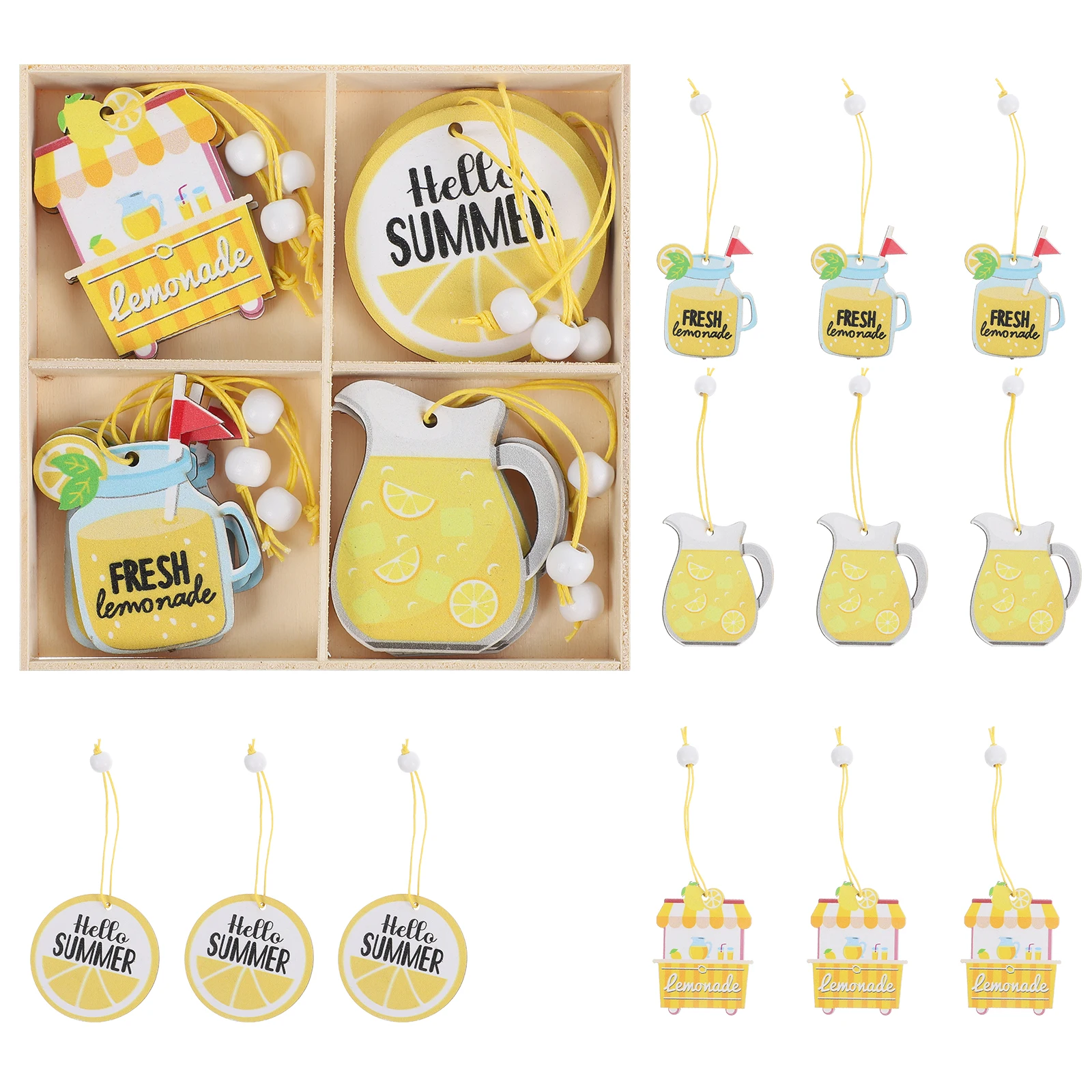 

12pcs Lemon Hanging Cutouts Summer Wood Decor Home Party Outdoor Fall Pendant Wooden Slice Sign Practical Durability