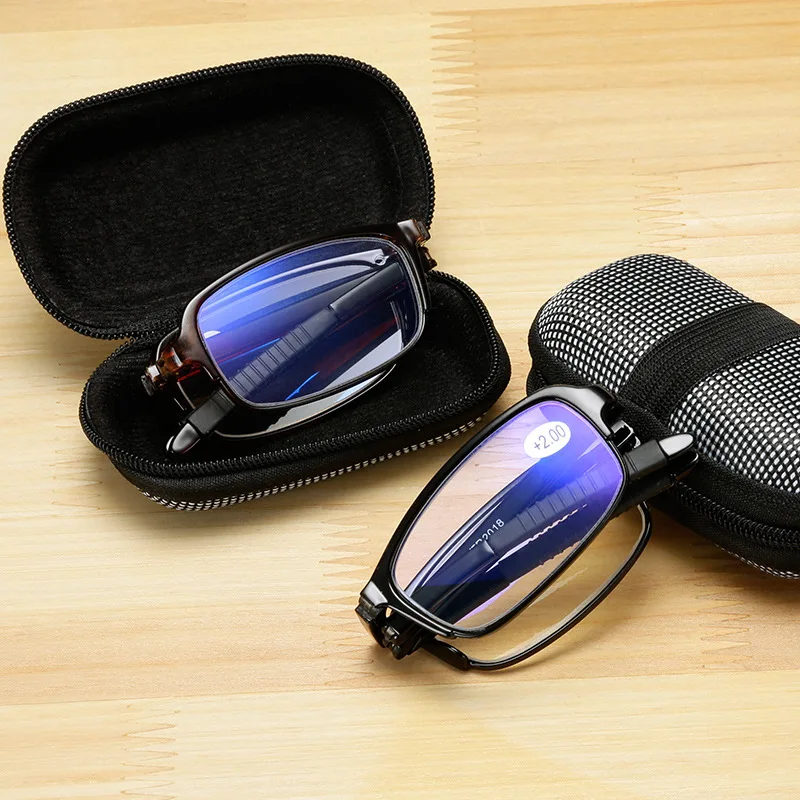 Gafas de lectura plegables con caja para hombre y mujer, diseño de moda para ordenador, gafas graduadas para presbicia con dioptrías