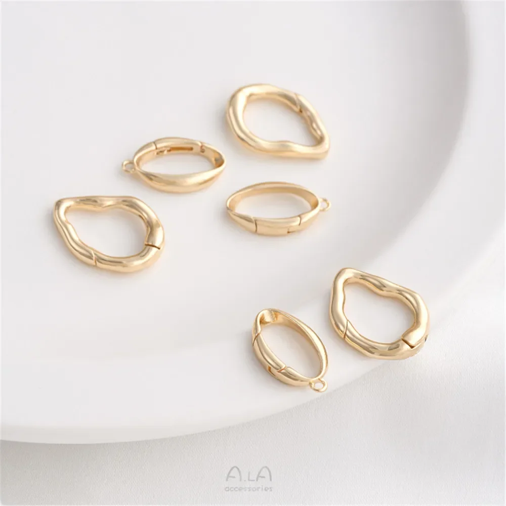 

14K Gold Oval Lobster Buckle Irregular Spring Buckle Handcrafted Bracelet Necklace Connection Buckle Jewelry Buckle Accessories