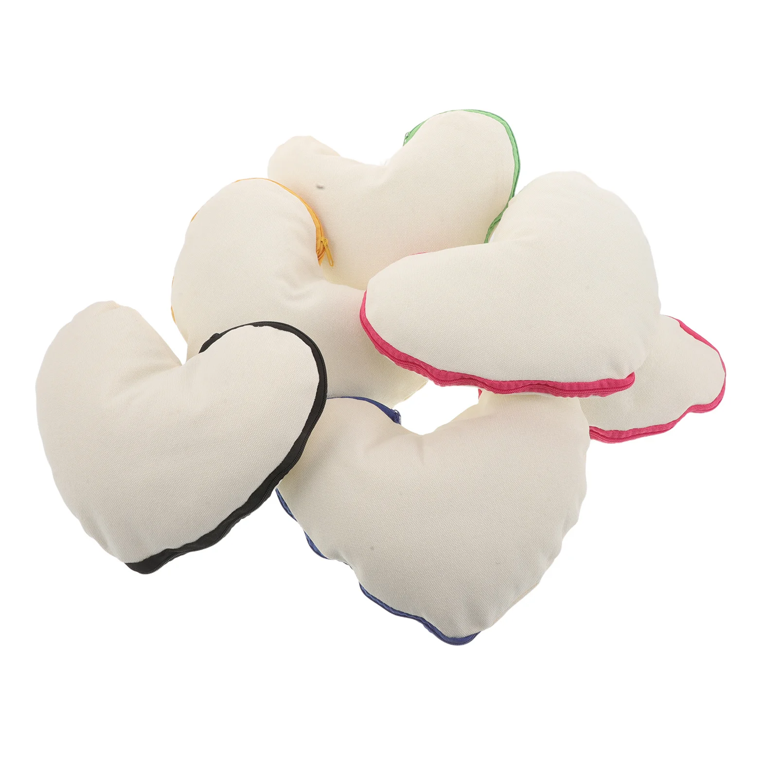 

6pcs Heart Shaped Sublimation Zipper Pouch Blank Diy Canvas Pencil Bag For Kids Art Craft Stationery Travel Makeup