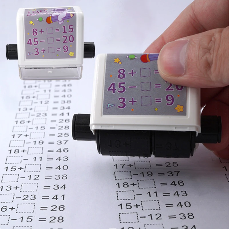 Stempel do nauczania 2 w 1 Wypełnij pusty wałek Wielokrotnego użytku Stempel matematyczny Projekt Cyfrowy stempel w ciągu 100 ćwiczeń matematycznych