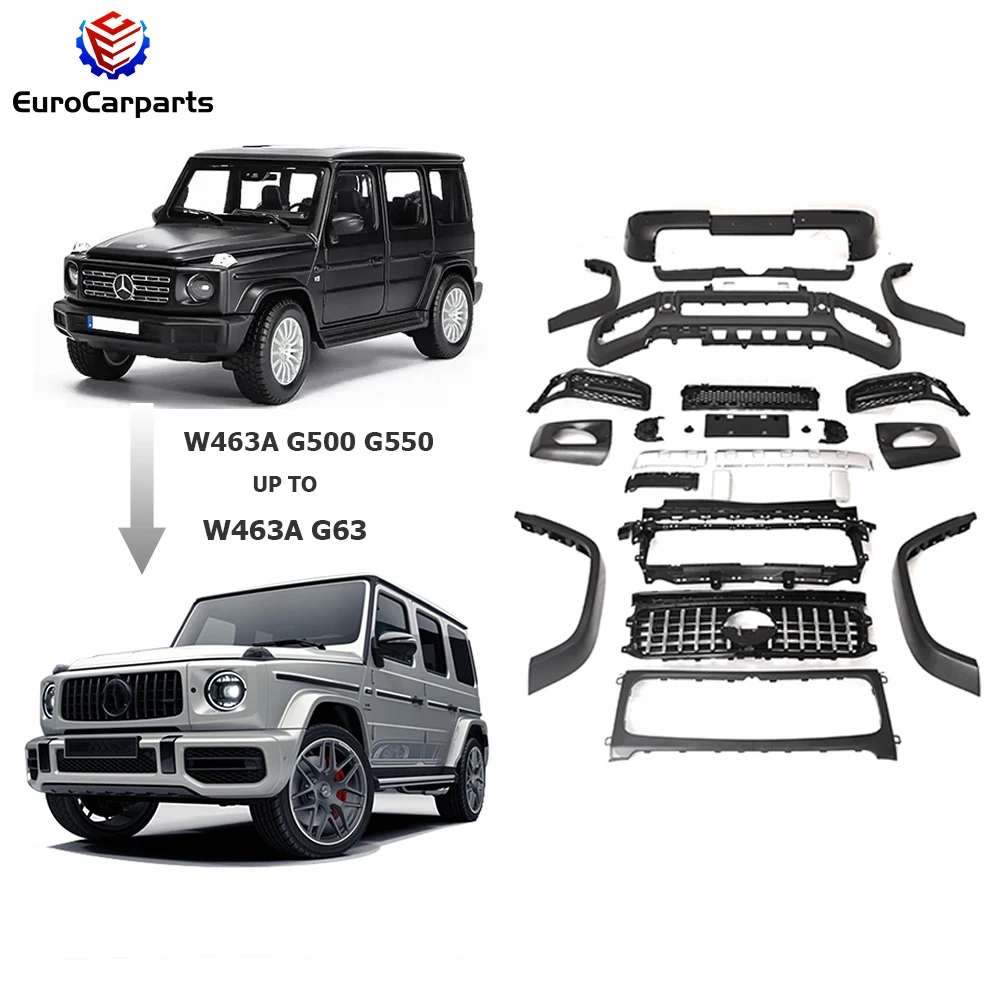 W464 W463A G63 Style Body Kit for W464 G500 G550 2019 Year up PP Material Car Bumper Grille Over Fenders Headlight Covers