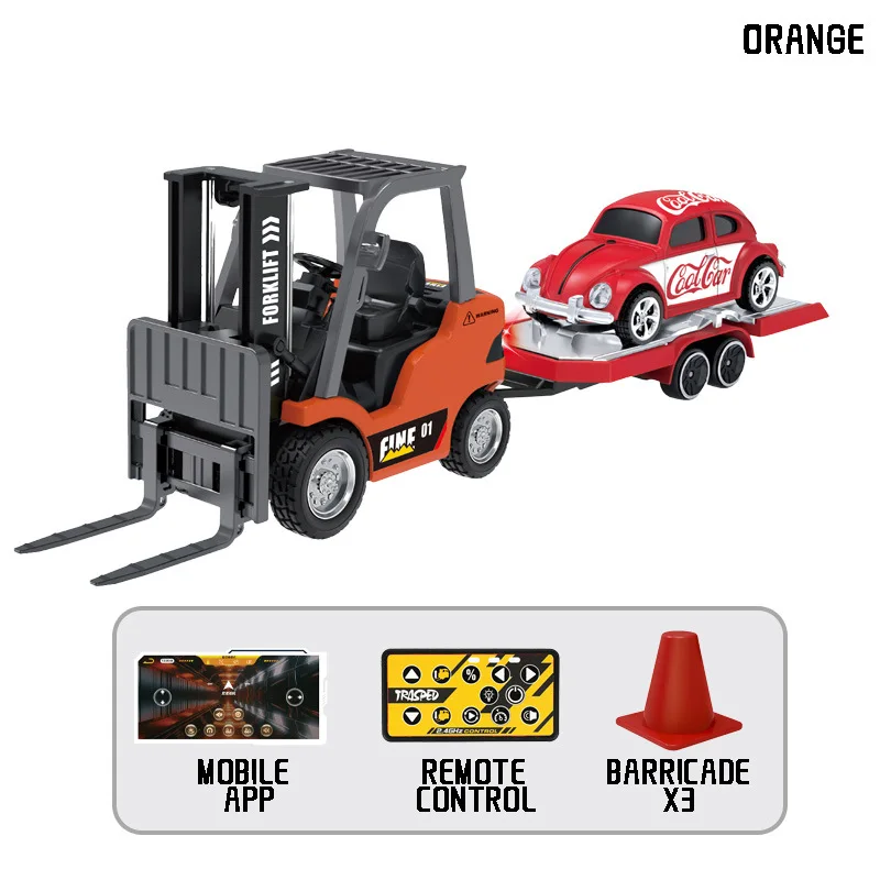 

In Stock 1/64 Bluetooth Mini Alloy Forklift Remote Control Engineering Vehicle Multi-Color Desktop Toy Model Collection Boy Gift