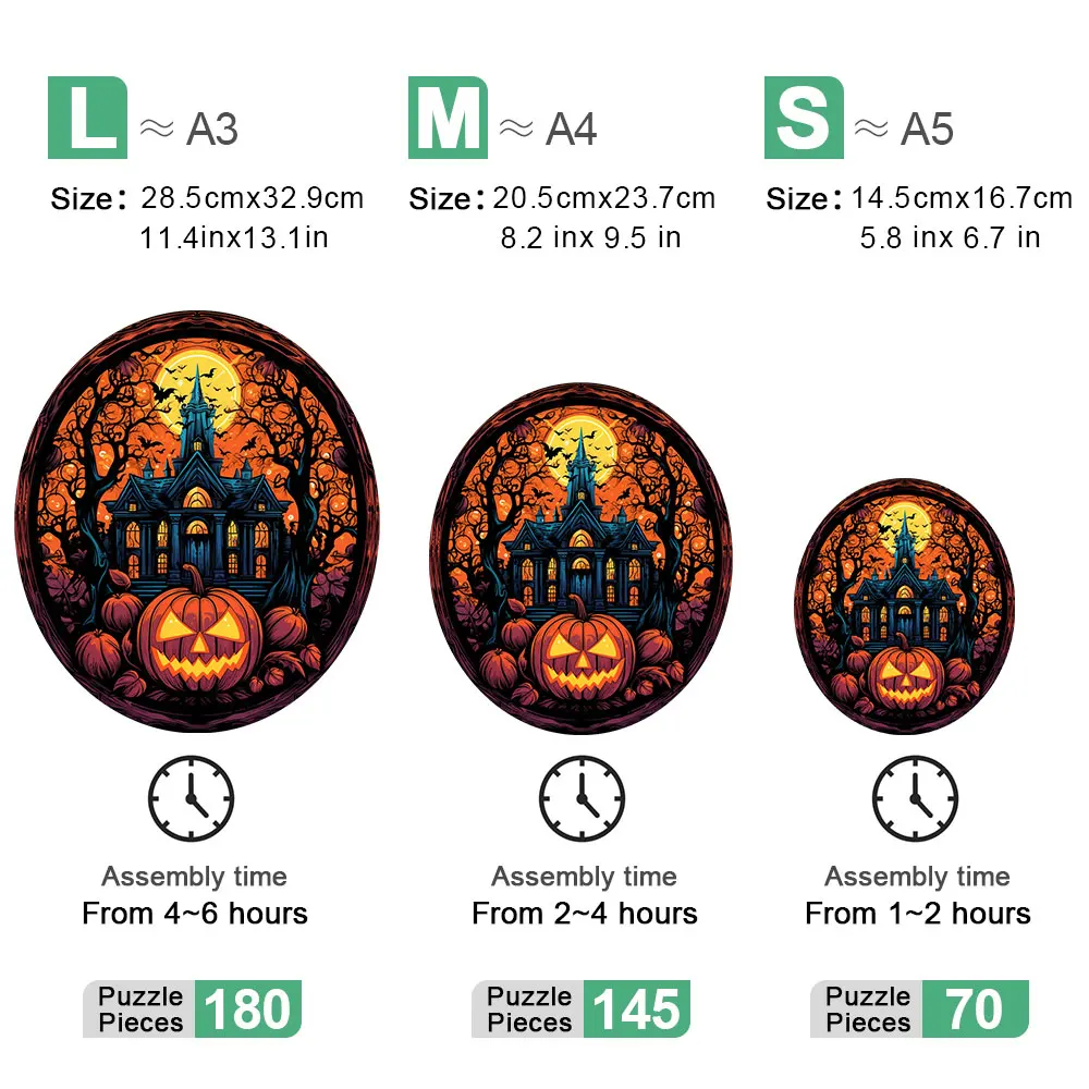 Wooden Puzzle Halloween Pumpkin Personalized 3D Puzzle Adult Children's Gift Education Children's Toys Family Interactive Game A