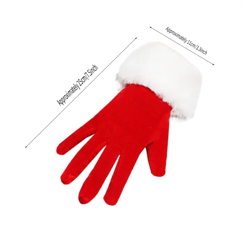 ‌Christmas Party Gloves‌ - Women's Short Velvet Gloves with Warm Winter Gloves for Wedding, Gift (Red/Dark Green)