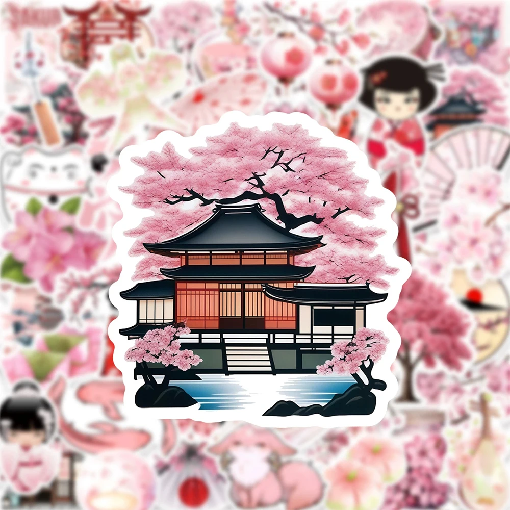 10/30/50 Stück Japanische Rosa Kirschblüten Cartoon-Aufkleber Romantische Sakura-Sticker DIY Gepäck Handyhüllen Ästhetische Graffiti-Aufkleber