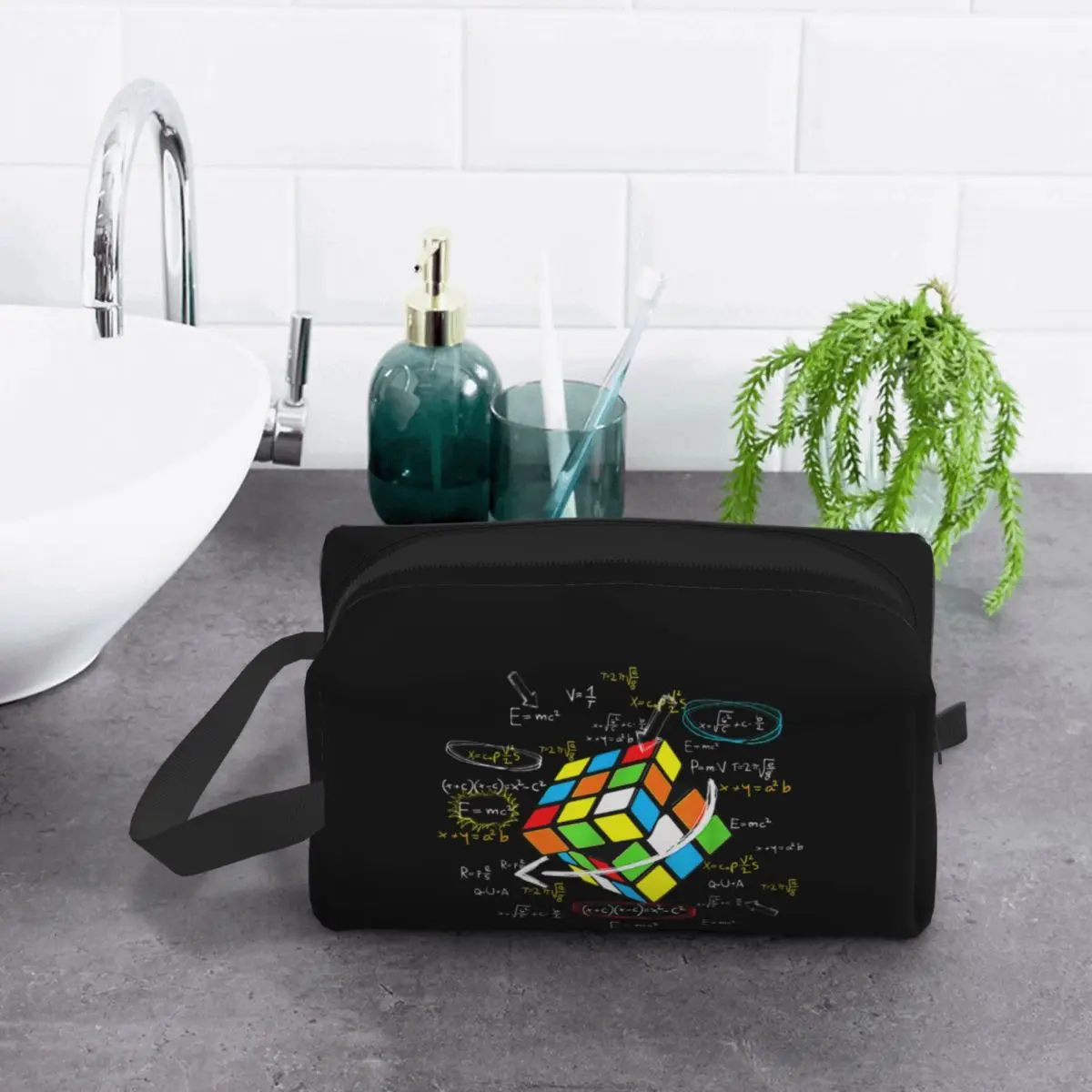 Custom Math Rubik Rubix Cube Caps Cosmetic Bag Women Fashion Big Capacity Makeup Case Beauty Storage Toiletry Bags