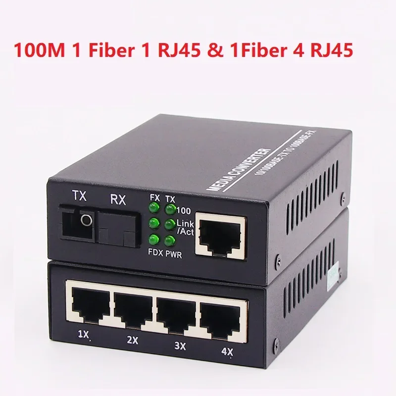 1 쌍의 광섬유 포트 RJ45 이더넷 포트 100/1000M 미디어 컨버터 단일 모드 Gigable 광섬유 광 트랜시버 단일 모드 20/25KM