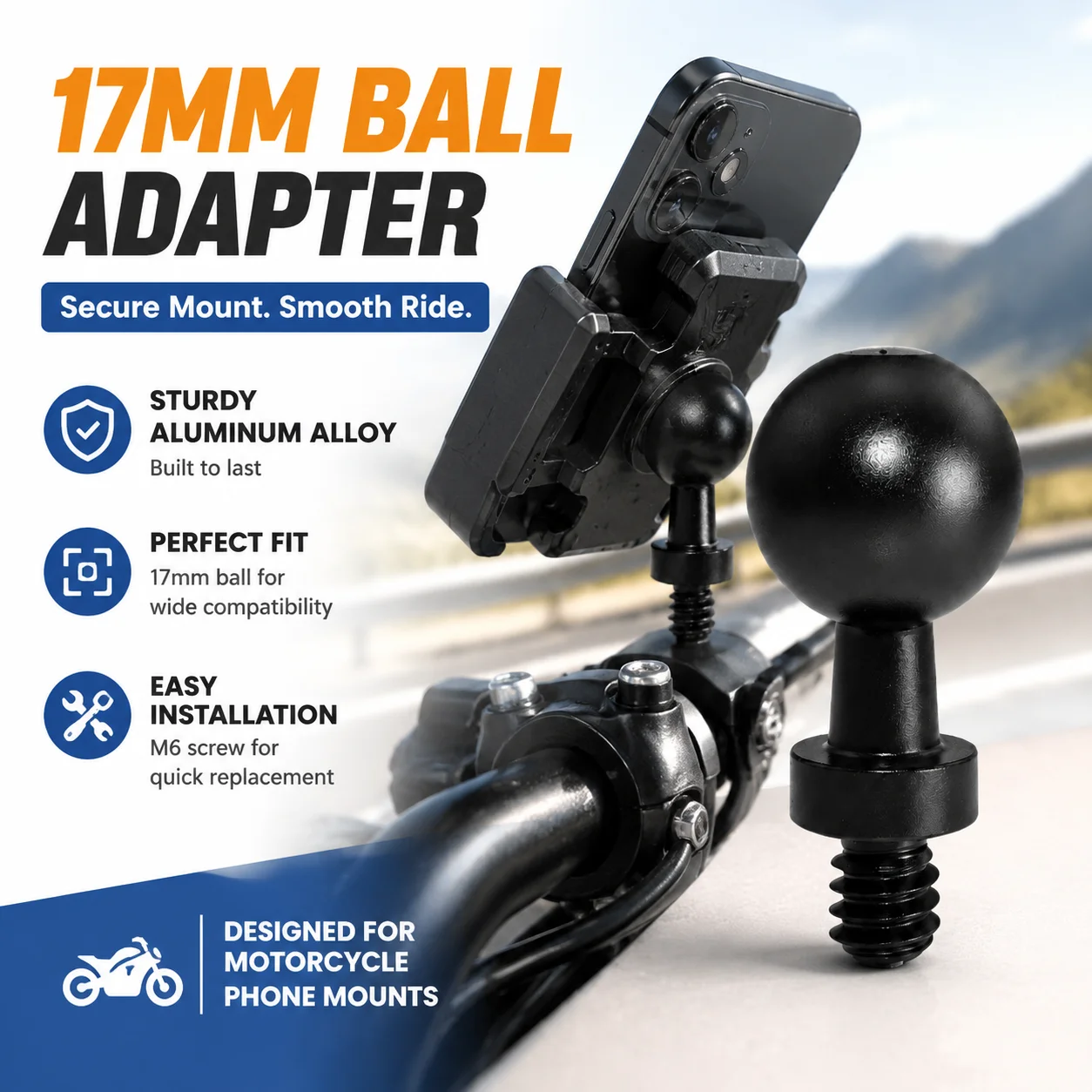Joint Connector Bracket - 17mm Extension Ball‑joint Spare‑part for Motorcycle