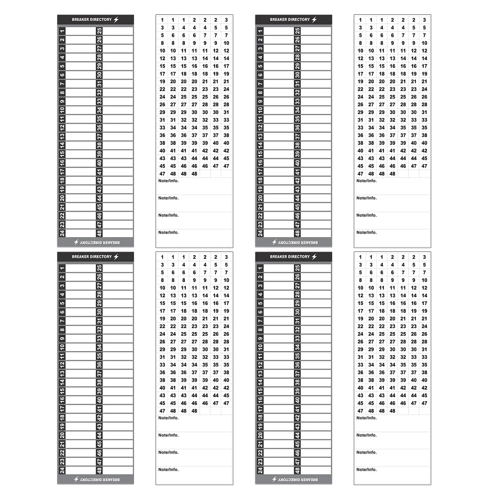 2Sets Numbered Electrical Stickers Self Adhesive Waterproof PVC Breaker Panel Labels for Electric Distribution Box Load Center