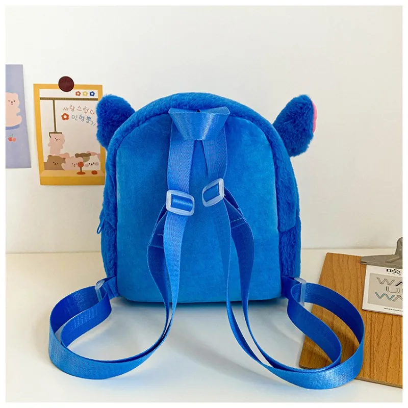 Kawaii Stitch Plush Backpack Blue Pink Funny Cartoon Large-Capacity Schoolbag Student Backpack Kindergarten Bag Kids Gifts