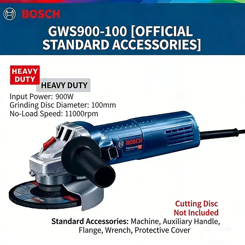 Bosch GWS900 Electric Angle Grinder/Polisher – High-Power Multi-Function Cutting, Grinding & Polishing Machine (100mm / 125mm) 6