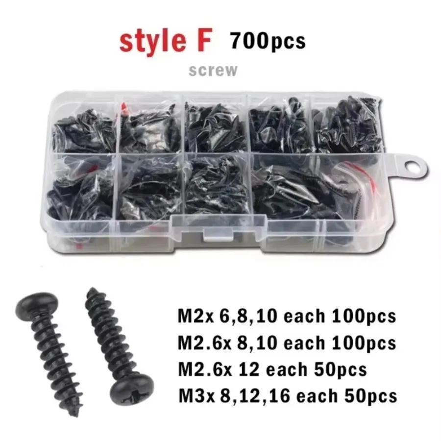 Black Carbon Steel M1 M1.2 M1.4 M1.7 M2 M2.3 M2.6 M3 M4 Cross Phillips Pan Round Head Self-tapping Wood Screw Set Assortment Kit