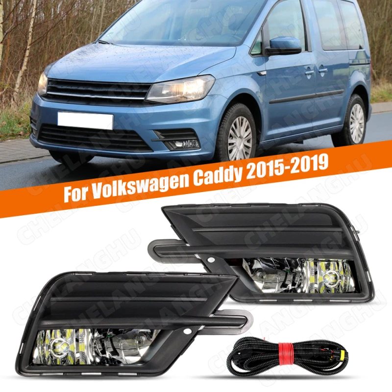 

Светодиодные противотуманные фары для VW Caddy 2016 2017 2018 2019, автомобильный Стайлинг, передняя противотуманная фара, крышка жгута проводов в сборе