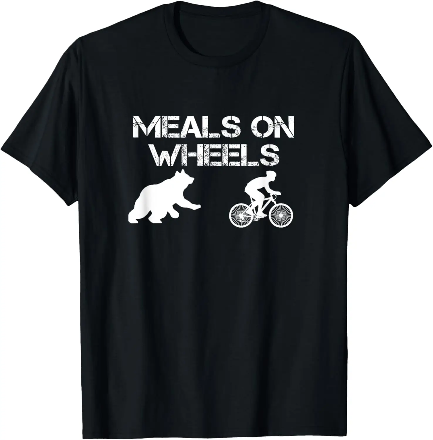 Meals On Wheels T-Shirt Bear Chasing Biking Bicycle Tee T-Shirt