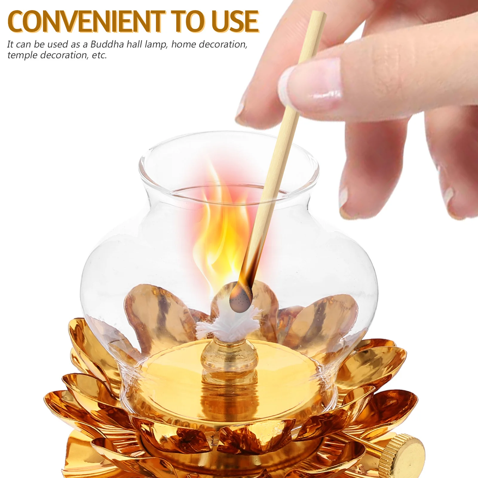 

Small Alloy Oil Lamp for Buddha Offering Creative Liquid Dimming Design Temple Home Decor Worship Lamp Windproof