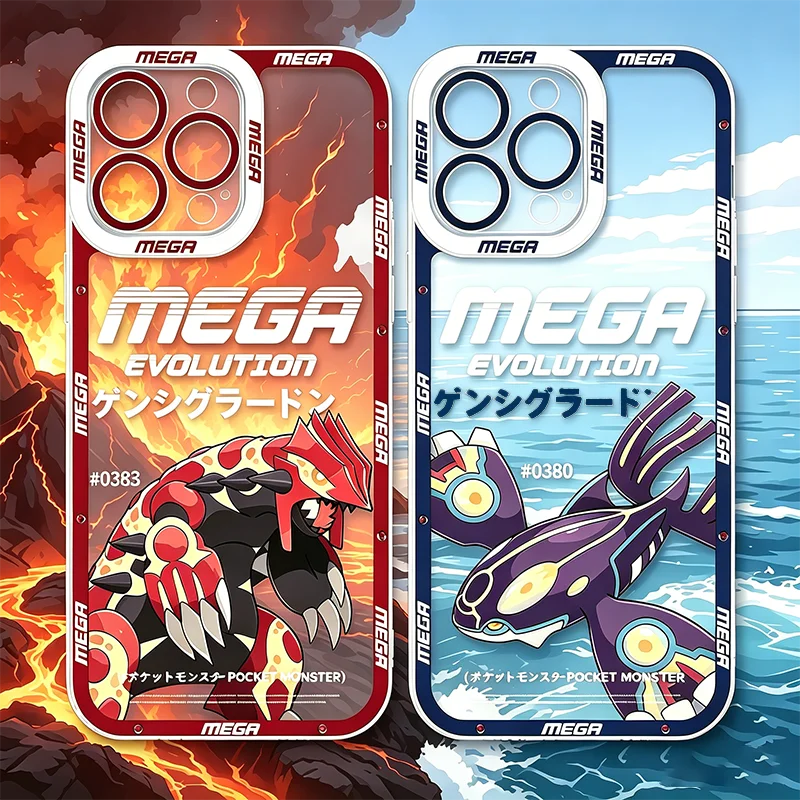 Funda de Silicona con Diseño de Anime Pokémon Mega Evolution para iPhone 17 16 15 14 Pro Max Air 17E 13 12 11 ProMax, Carcasa Transparente
