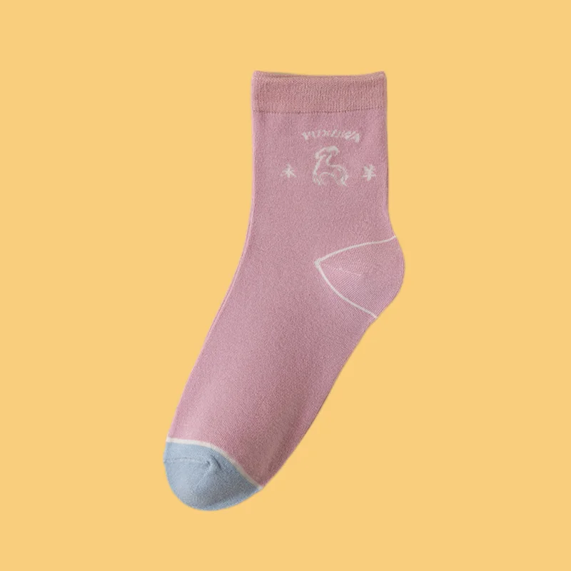 

2/4 Pairs New College Style Pink Versatile Sweat Absorbing And Odorous Cotton Socks Women's Four Seasons Medium Casual Socks