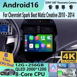 Android 16 video Player Carplay Car Radio For Chevrolet Spark Beat Matiz Creative 2010 2011 2012 2013 2014 Multimedia GPS Stereo