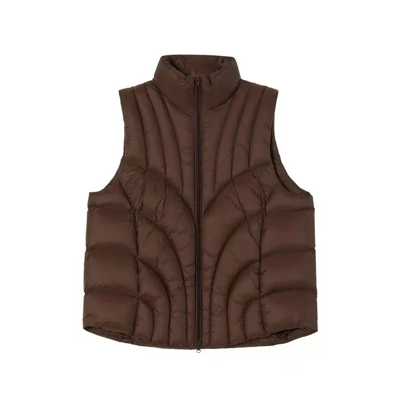 Winter Fashion Women Short Vest Oversized Puffer Waistcoat Thick Warm Feamle White Duck Down Sleeveless Jacket Lightweight Coat