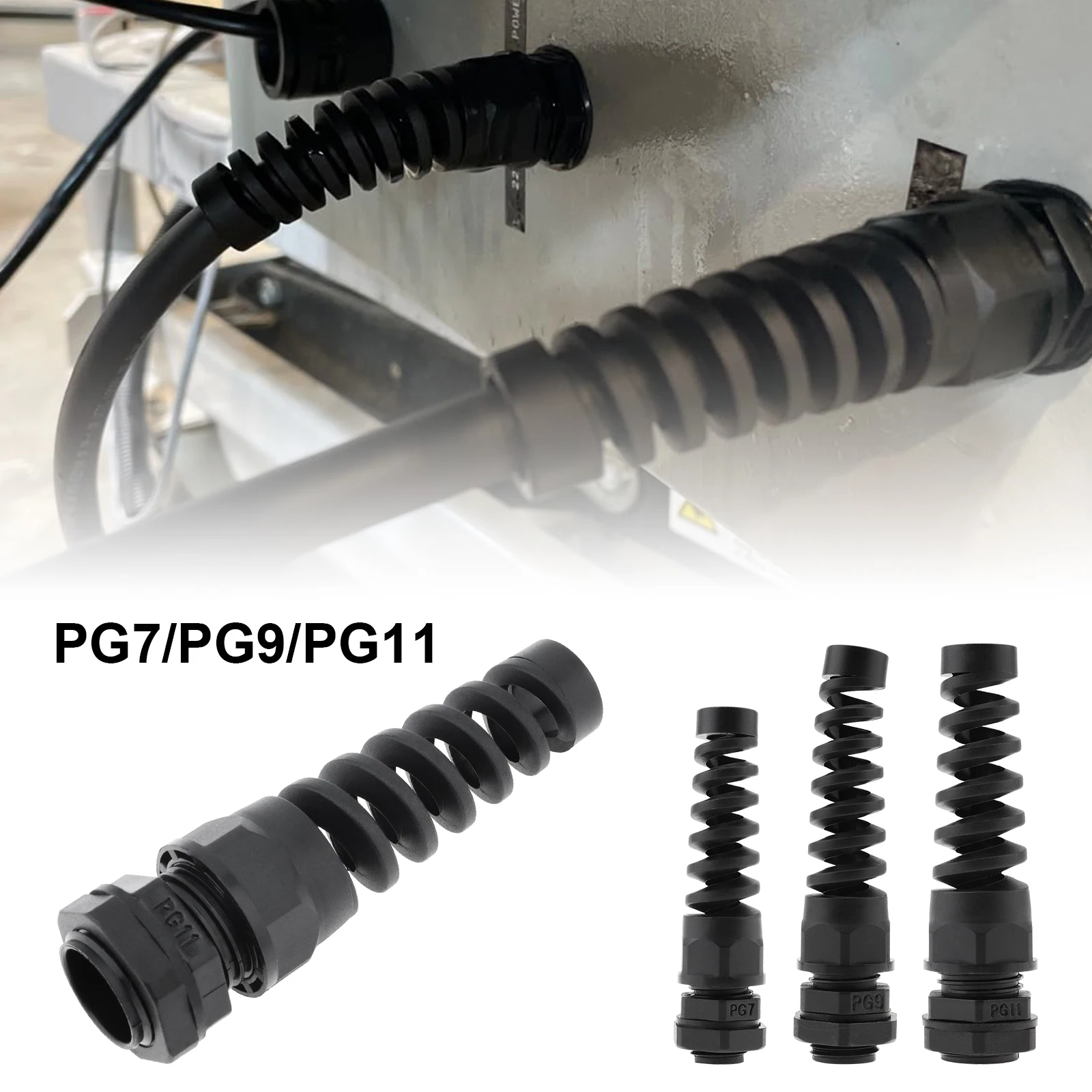 Cable Gland Waterproof - 防水ナイロンケーブル,伸縮性のある調整可能なf lexスパイラルコネクタ,広いクランプ範囲,pg7 pg9 pg11,1個