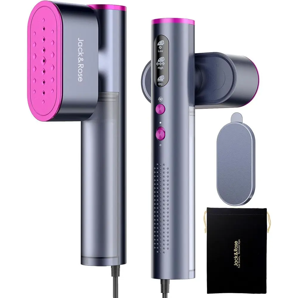 

Portable Dual-Function Steamer & Iron, 100-220V, 15s Heat, Travel-Sized, Large Ceramic Plate, Suitable for Global & Europe Use