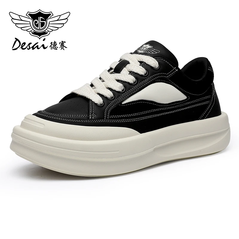 

DESAI Full Grain Leather Men Shoes Soft Bottom Casual Sneakers For Men Business Worker Breath 2023 Designer Fashion