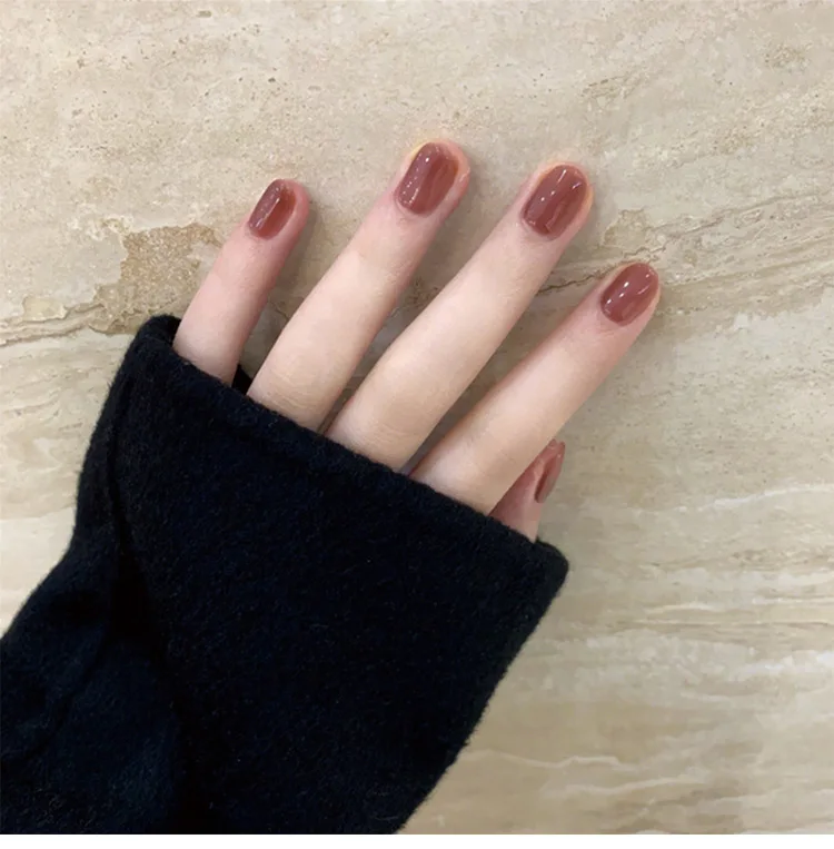 Naked Strip Medium Length Ballet Nail Nude French Gradient Fake Nail Fashionable And Simple Temperament Waterproof Fake Nails