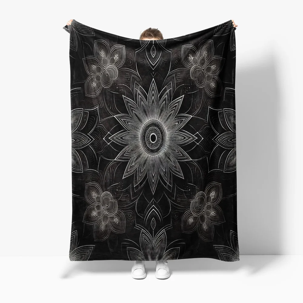 

Черное одеяло с узором мандалы - богемное покрывало, декоративное одеяло для дивана, дивана, кровати, декор комнаты