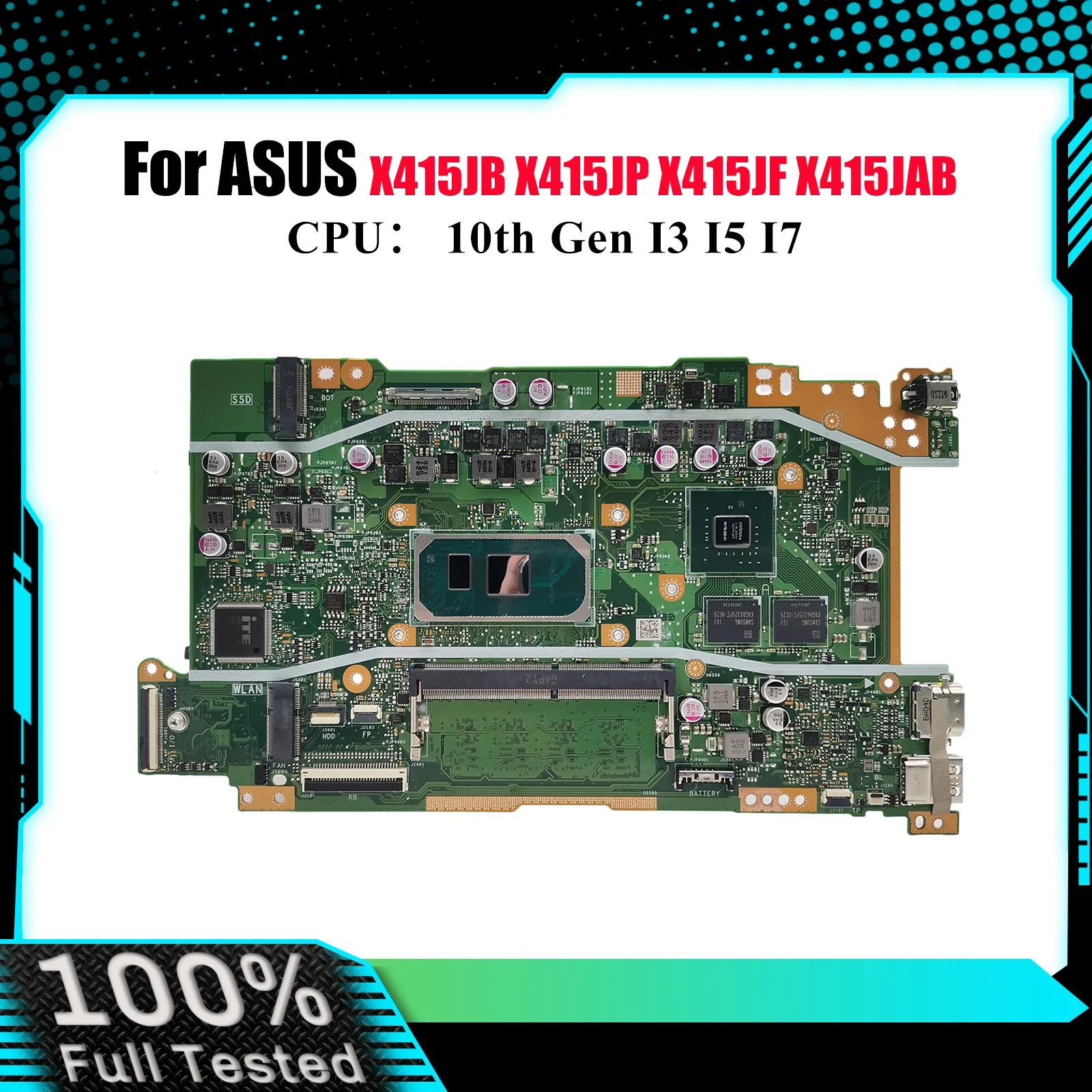 

X415JP Материнская плата для ноутбука ASUS VivoBook X415JF A416J X415JAB V4200J X415J V5200J X415JP Материнская плата с процессором I3 I5 I7 в порядке