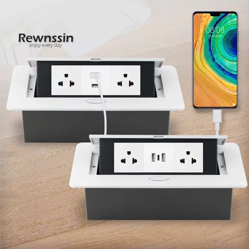 

Настольная розетка, стандарт США, бытовая электрическая розетка, встраиваемая скрытая розетка, с портом USB Type-C для зарядки