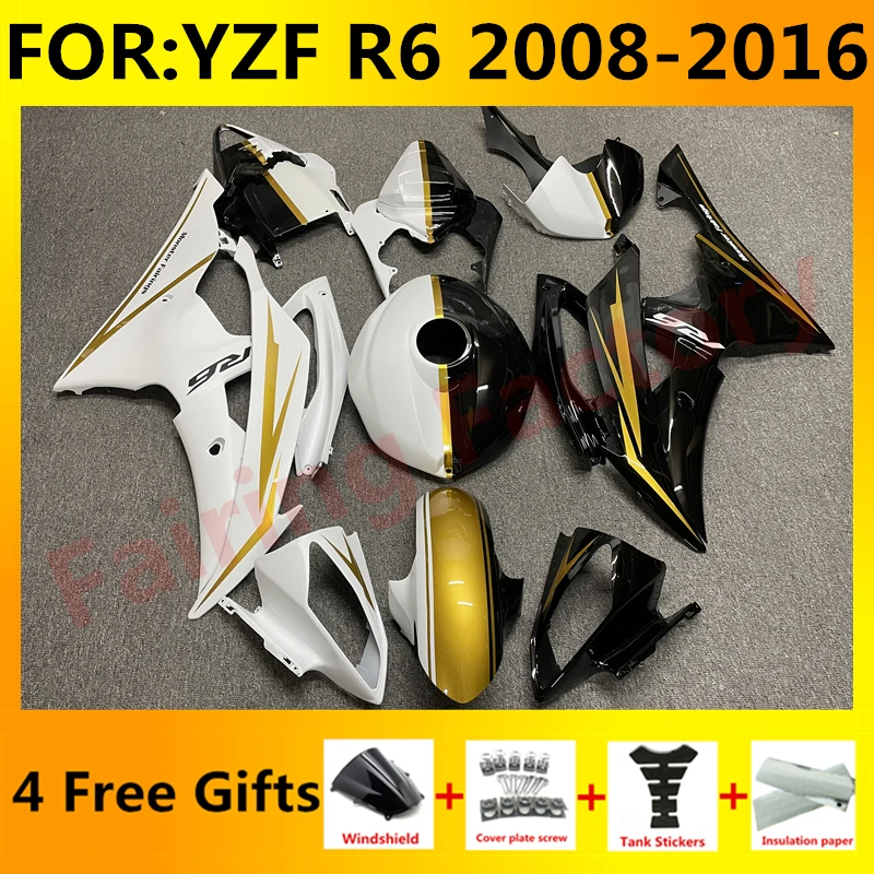 

Полный комплект обтекателей для мотоцикла, подходит для YZF R6 YFZ-R6 2008 2009 2010 2011 2012 2013 2014 2015 2016, Обтекатели для кузова белого и черного цвета