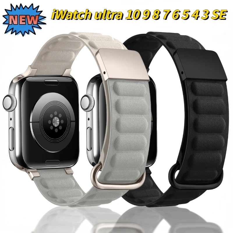 

Silicone Strap for Apple Watch Ultra2 49mm 10 9 8 7 45mm 41mm 42mm 46mm New Magnetic Buckle Bracelet iWatch 6 5 4 3 SE Correa