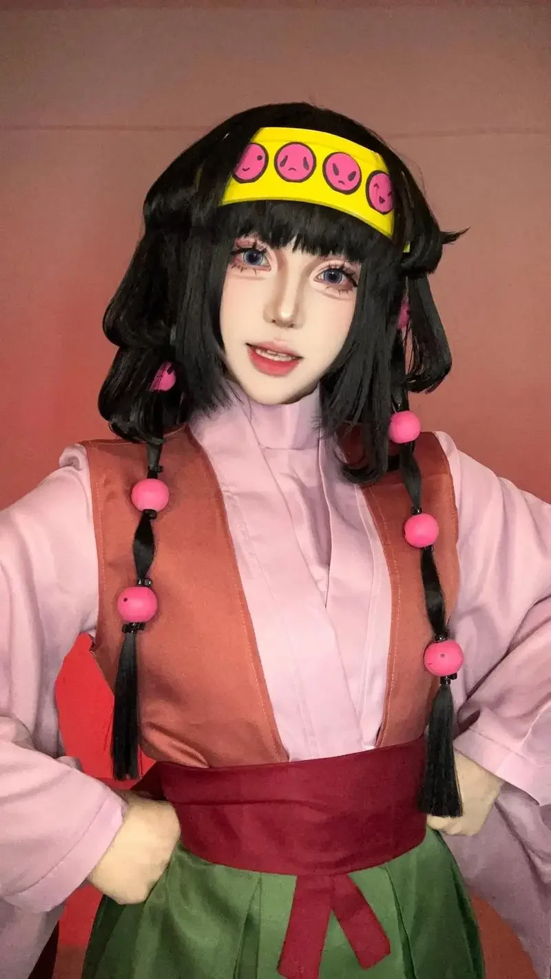 Anime Alluka Zoldyck Cosplay Costume Aruka Zorudikku Pink Green Japanese Kurapika Kimono Wig Headwear Halloween Party Women Cos