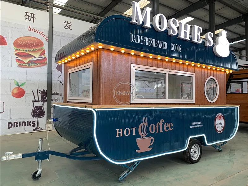 4M المحمول عربة الشارع البائع قابل للقطر الغذاء هوت دوج بيع كشك مقطورة قارب الشكل مصنعين بيع